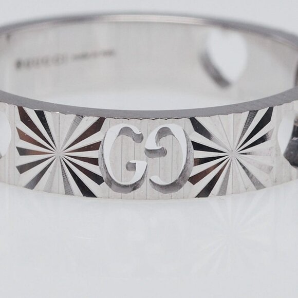 Gucci 18k White Gold Icon Heart Cut Out Ring Size 6.5 - Picture 3 of 8